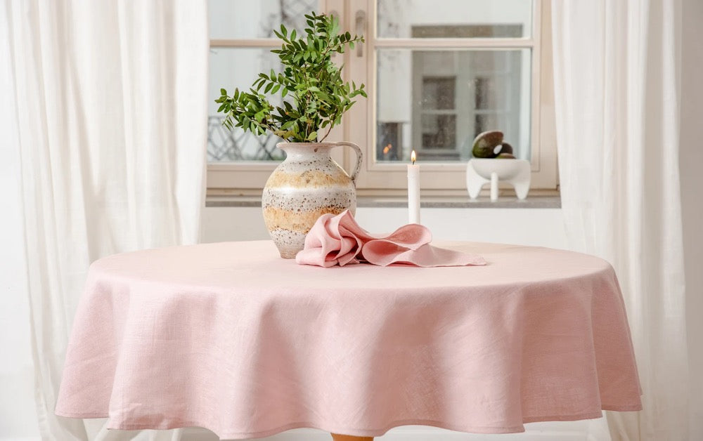 Natural Linen Round or Circle Table Cloth, Magnificent decoration for Wedding, Anniversaries, Custom Tablecloths Mother's Day Gift Easter