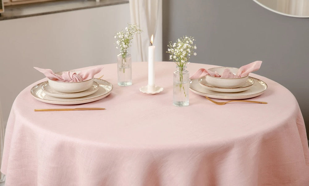 Natural Linen Round or Circle Table Cloth, Magnificent decoration for Wedding, Anniversaries, Custom Tablecloths Mother's Day Gift Easter