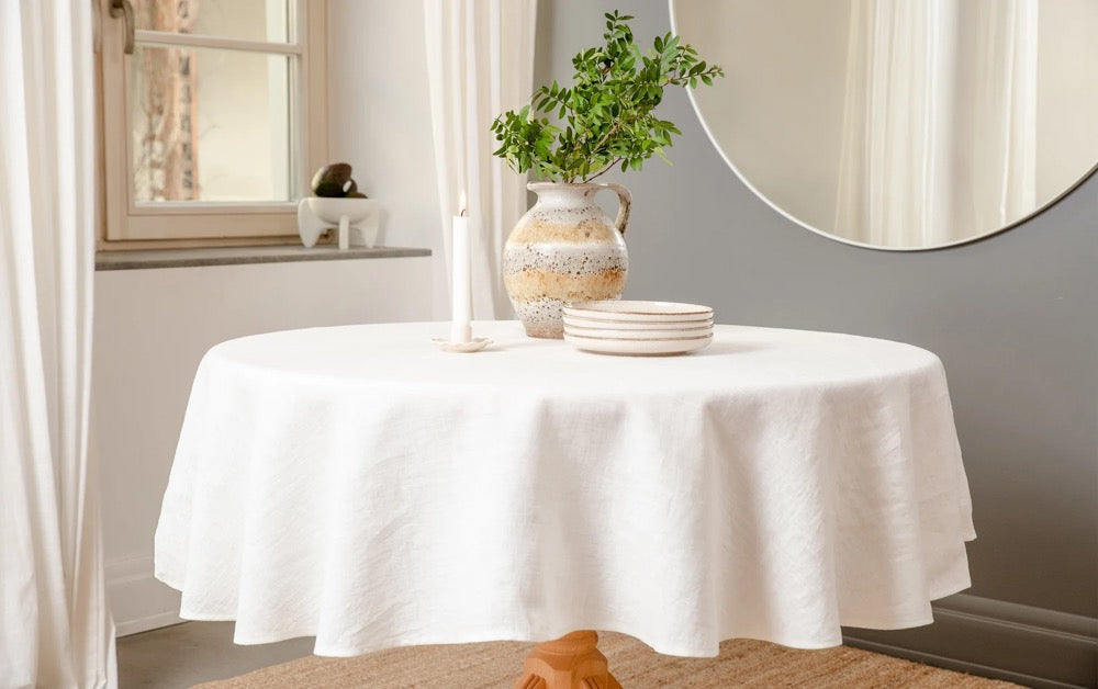 Natural Linen Round or Circle Table Cloth, Magnificent decoration for Wedding, Anniversaries, Custom Tablecloths Mother's Day Gift Easter