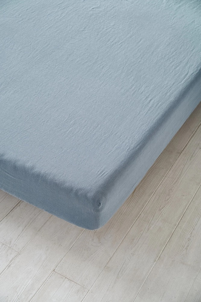 100% Linen fitted bedsheet Stone washed linen bedding Twin Full Queen King size no seam Valentines day gift