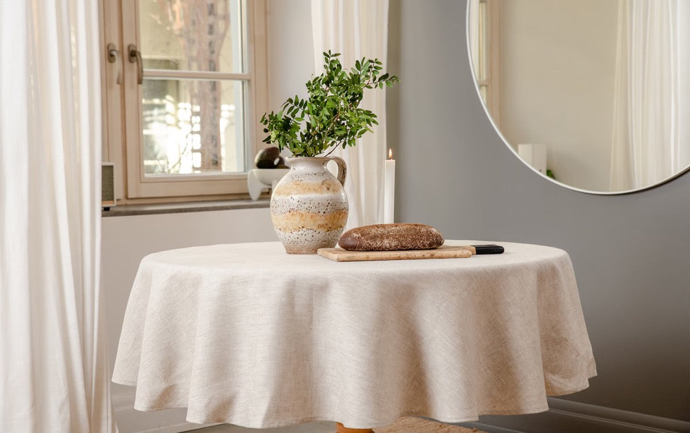 Natural Linen Round or Circle Table Cloth, Magnificent decoration for Wedding, Anniversaries, Custom Tablecloths Mother's Day Gift Easter