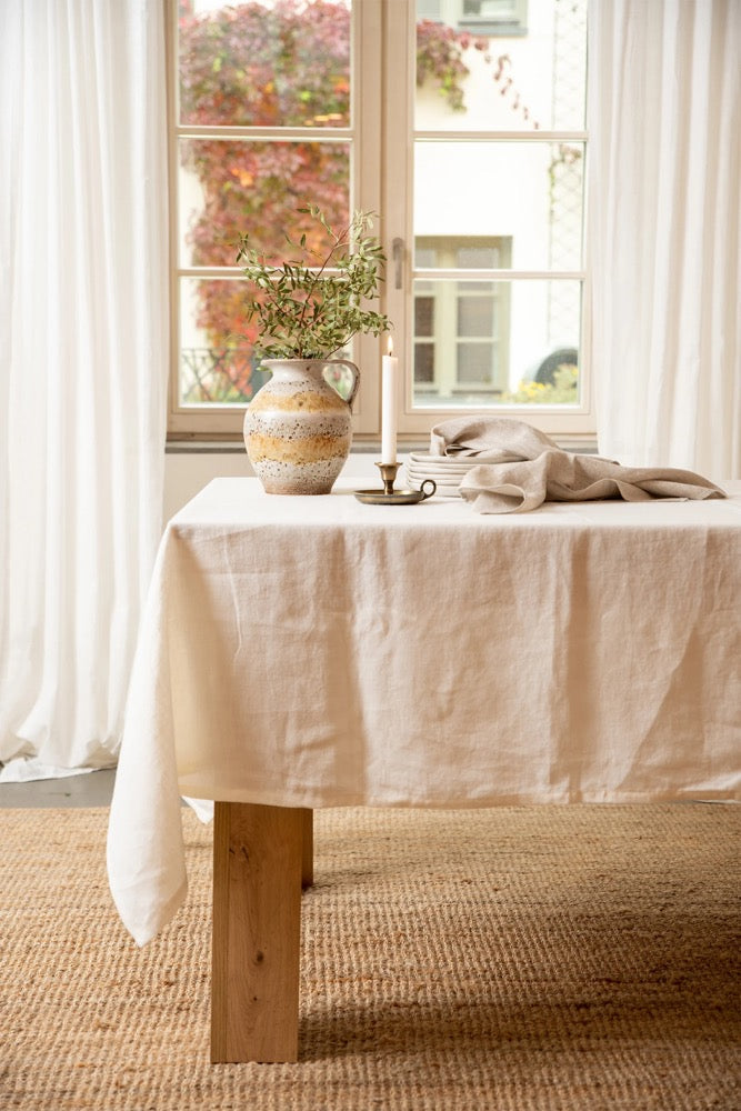Stonewashed Linen Tablecloth: Rustic Thanksgiving Table Linens Custum size aviable Mother's Day Gift Easter decor